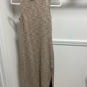 Sage The Label Ribbed Knit Dres in Tan